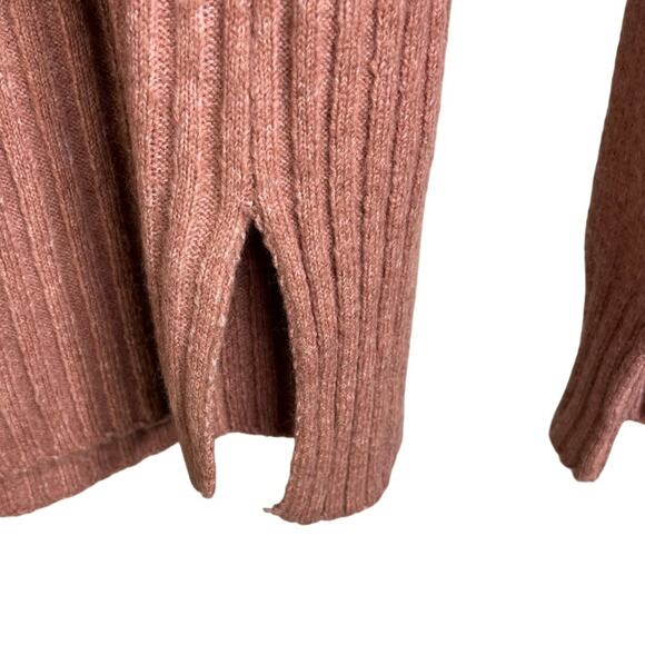 Becool Sweater Womens S/M‎ Pink Orange Mock Neck Shaker Ribbed Knit LS Classic - Picture 5 of 8